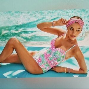 Lily Pulitzer Palma Swimsuit Surf Blue Size 16 NWT